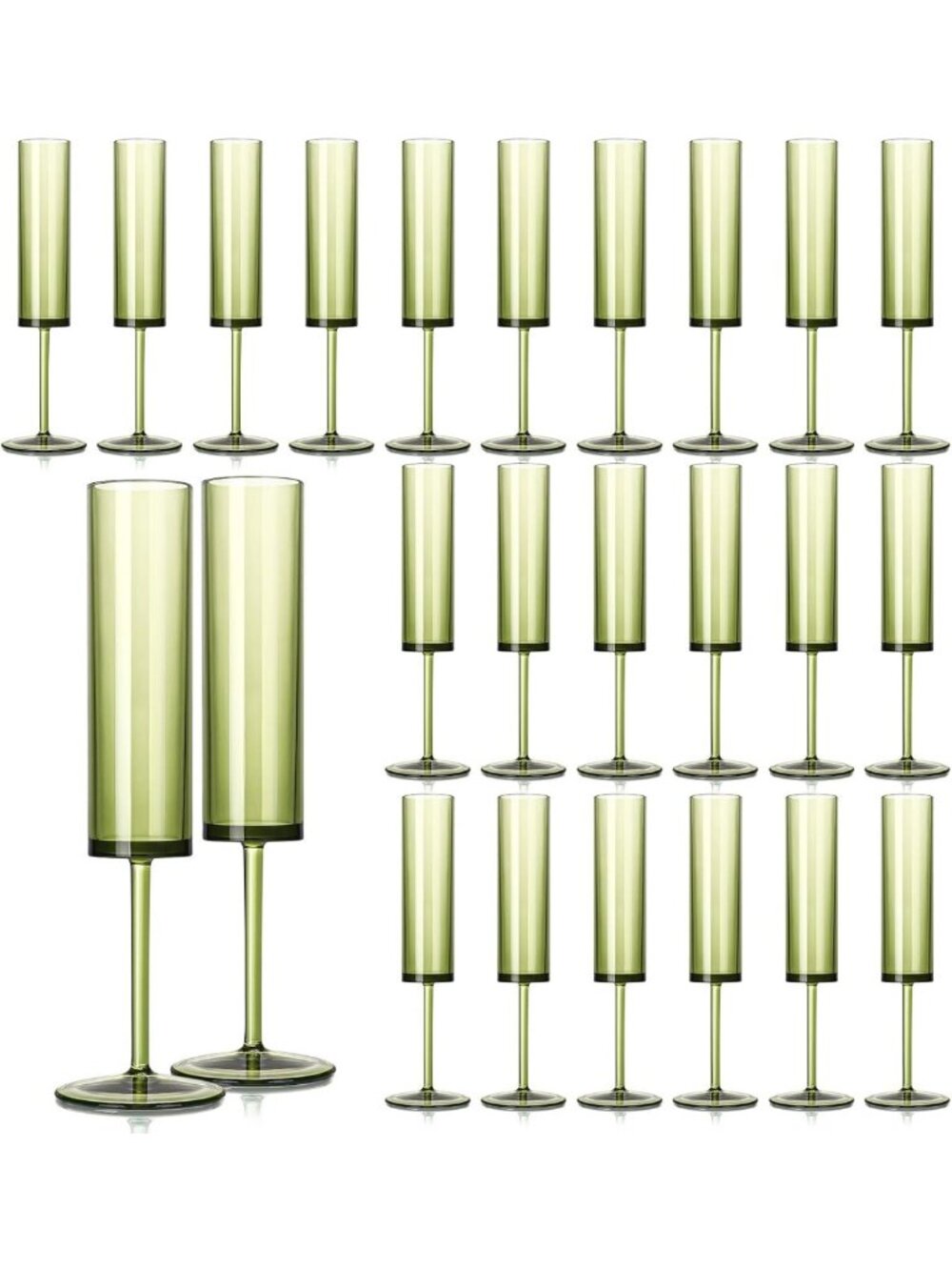 24 PCS Sage Green Champagne Flutes - 5.4OZ Acrylic Glasses for Weddings